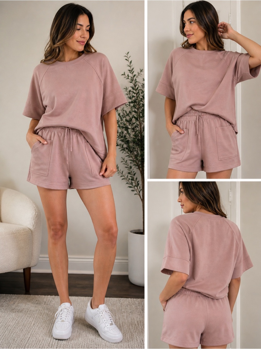 Rae Mode 2-Piece Lounge Set Shorts & Top Size S NWT Pink